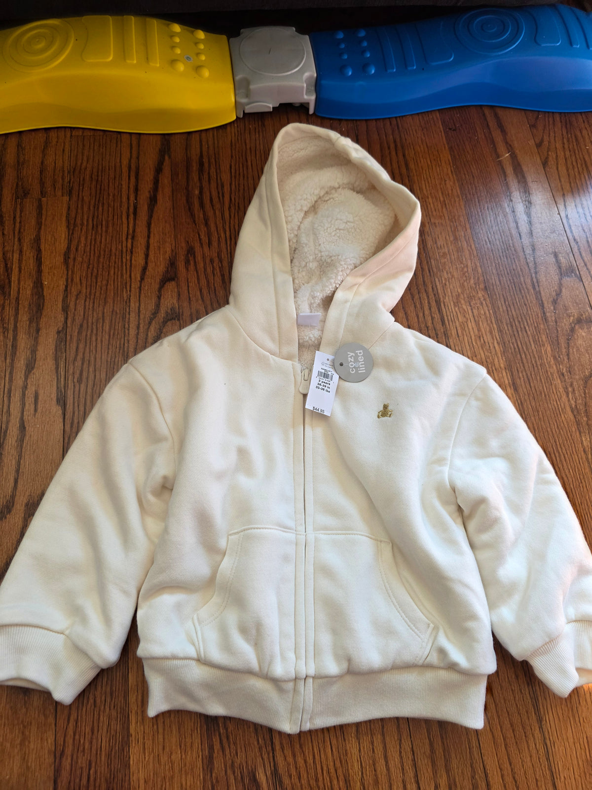 NWT White fleece lined gap hooded sweatshirt - size Toddler - 3T