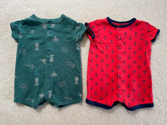 VGUC Carters Rompers 3M Nautical - size Month - 0-3 / 3M