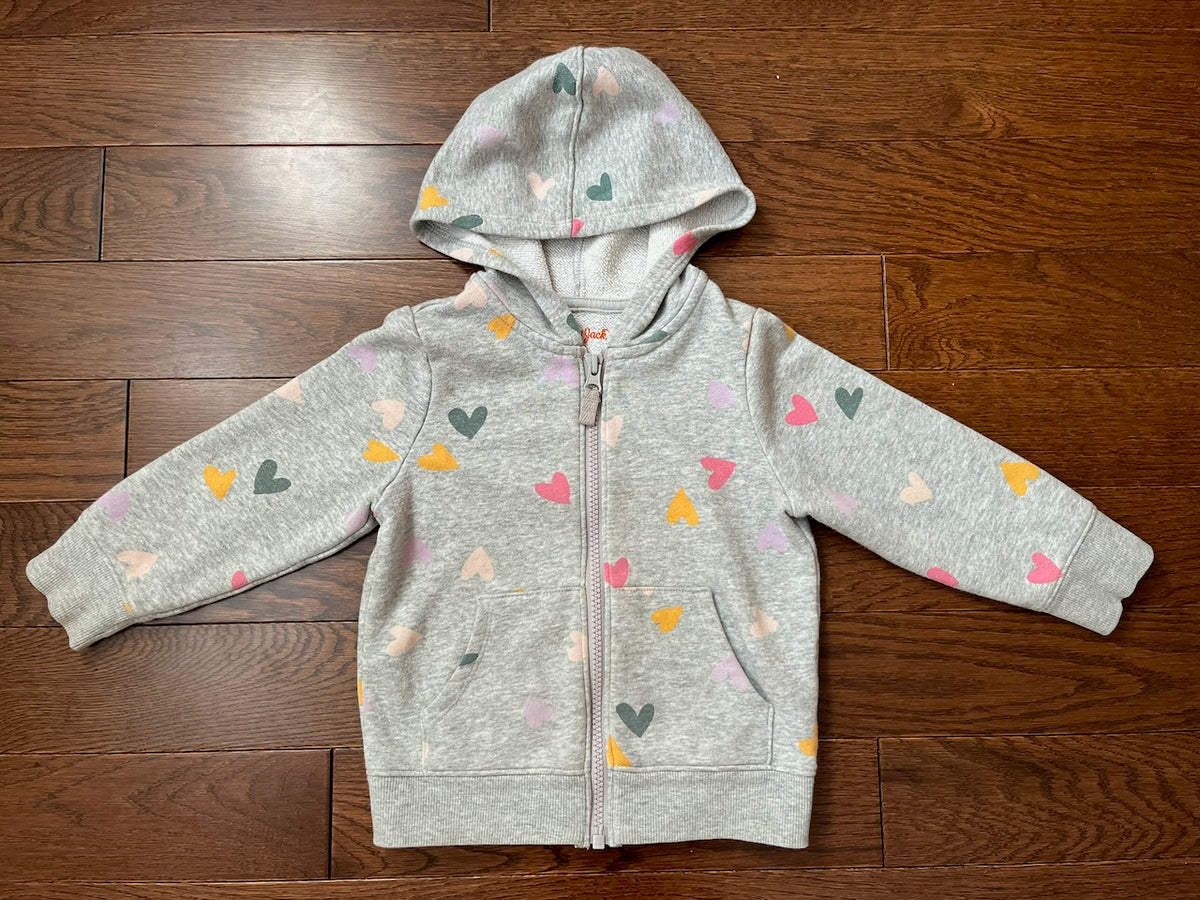 GUC Grey Sweatshirt 2T Cat & Jack w/ Hearts - size Toddler - 2T