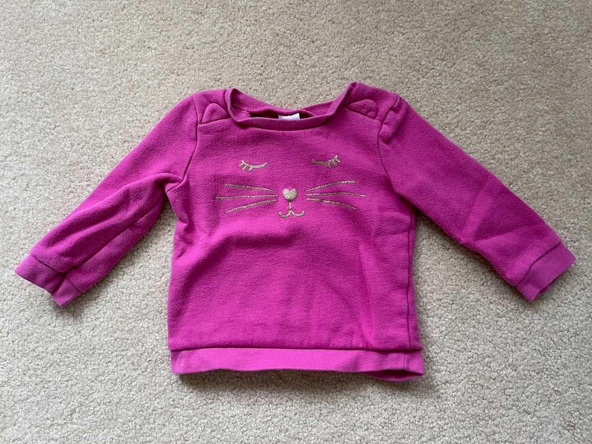 GUC Carters Sweatshirt Pink Cat - size Month - 12-18 / 18M