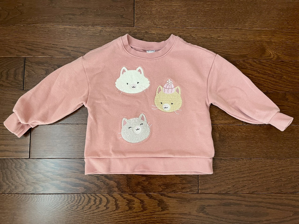 GUC Carters Pink Cats 2T Sweatshirt - size Toddler - 2T