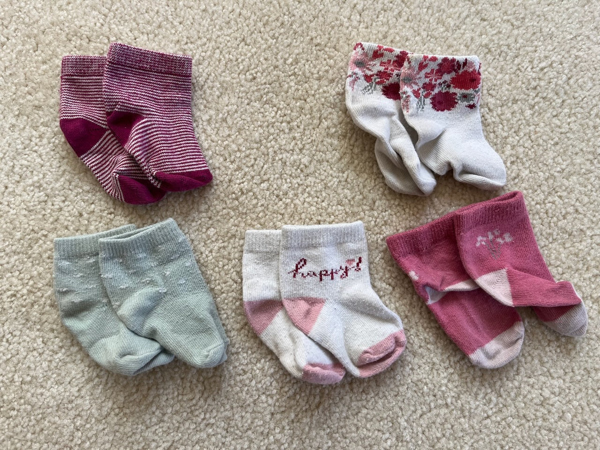 PC Baby Girl Socks Pink + Green - size Month - 0-6