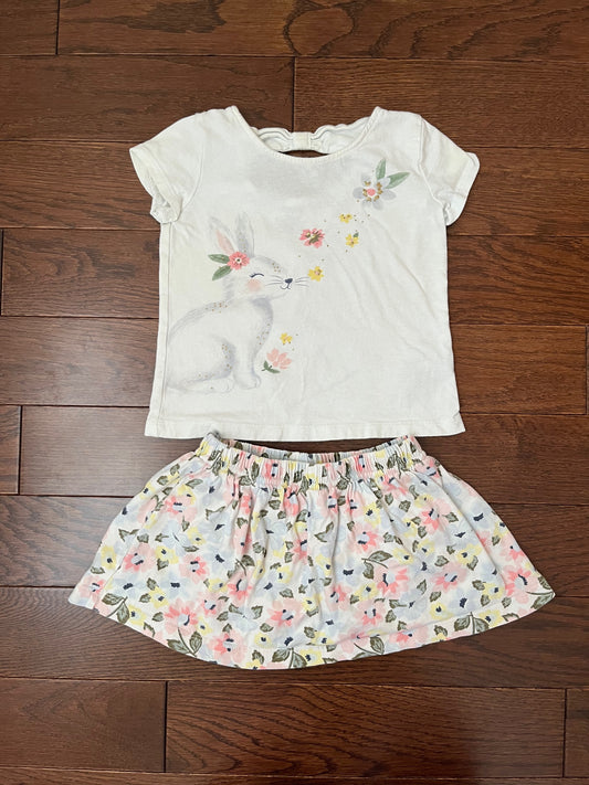 GUC Carters Outfit 24M Bunny Shirt + Skirt - size Month - 18-24 / 24M