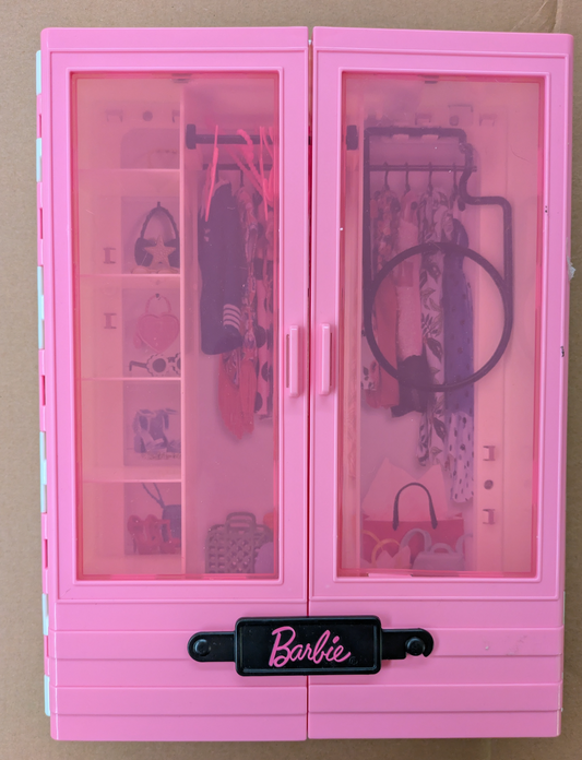 Barbie closet w/ hangers, latch