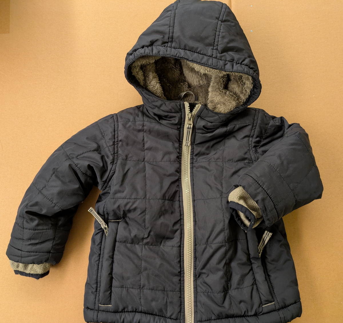 Lands End Winter Coat Navy Blue, fleece lined - size Toddler - 2T