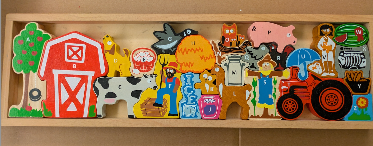 Farm alphabet wooden puzzle