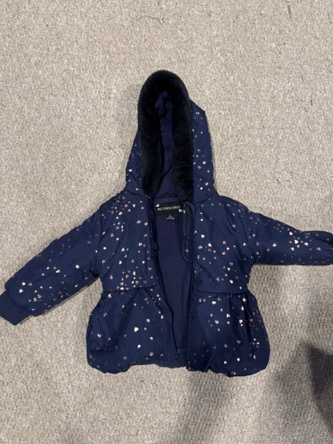 EUC, Sparkle Heart Coat Fuzzy hood and lining - size Toddler - 2T