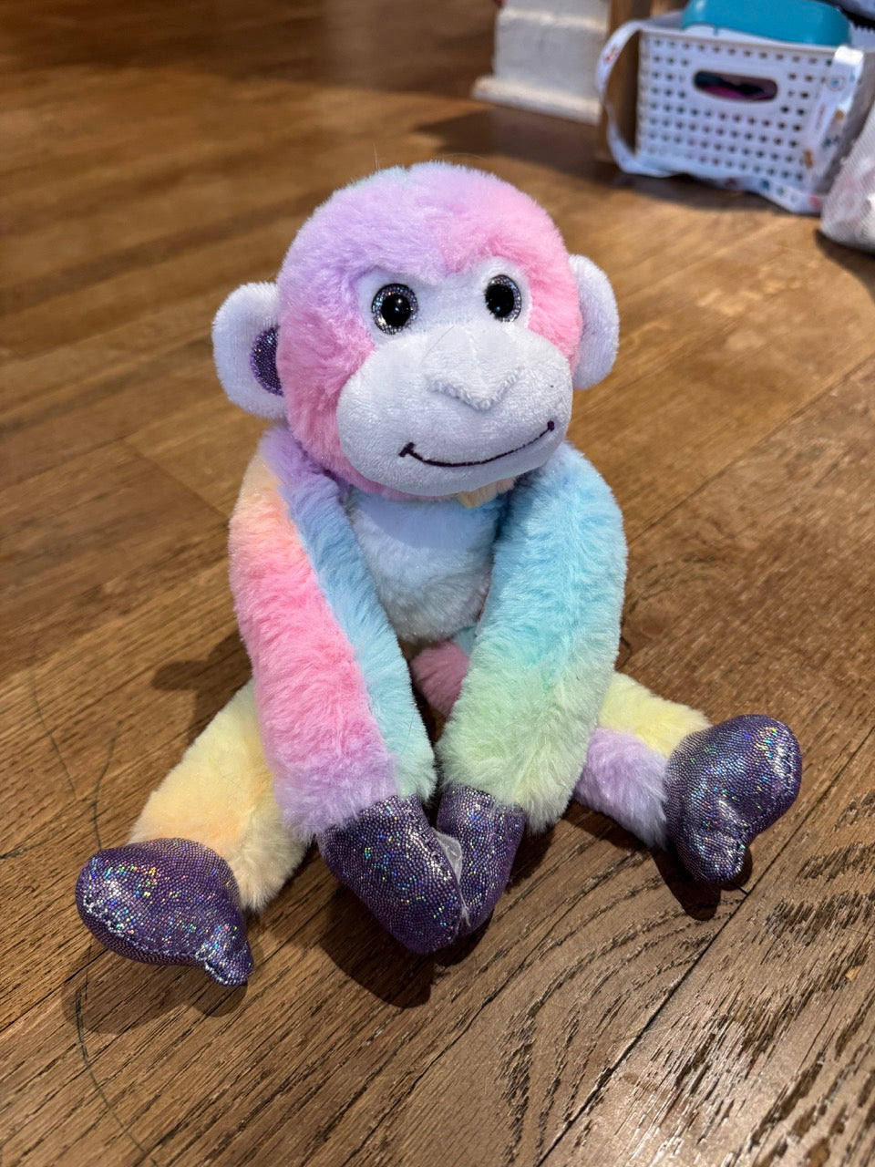Rainbow monkey with velcro hands