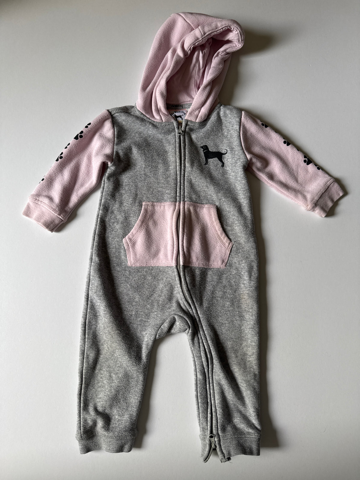 Black Dog Hooded Outfit One piece - PLAY - size Month - 6-12