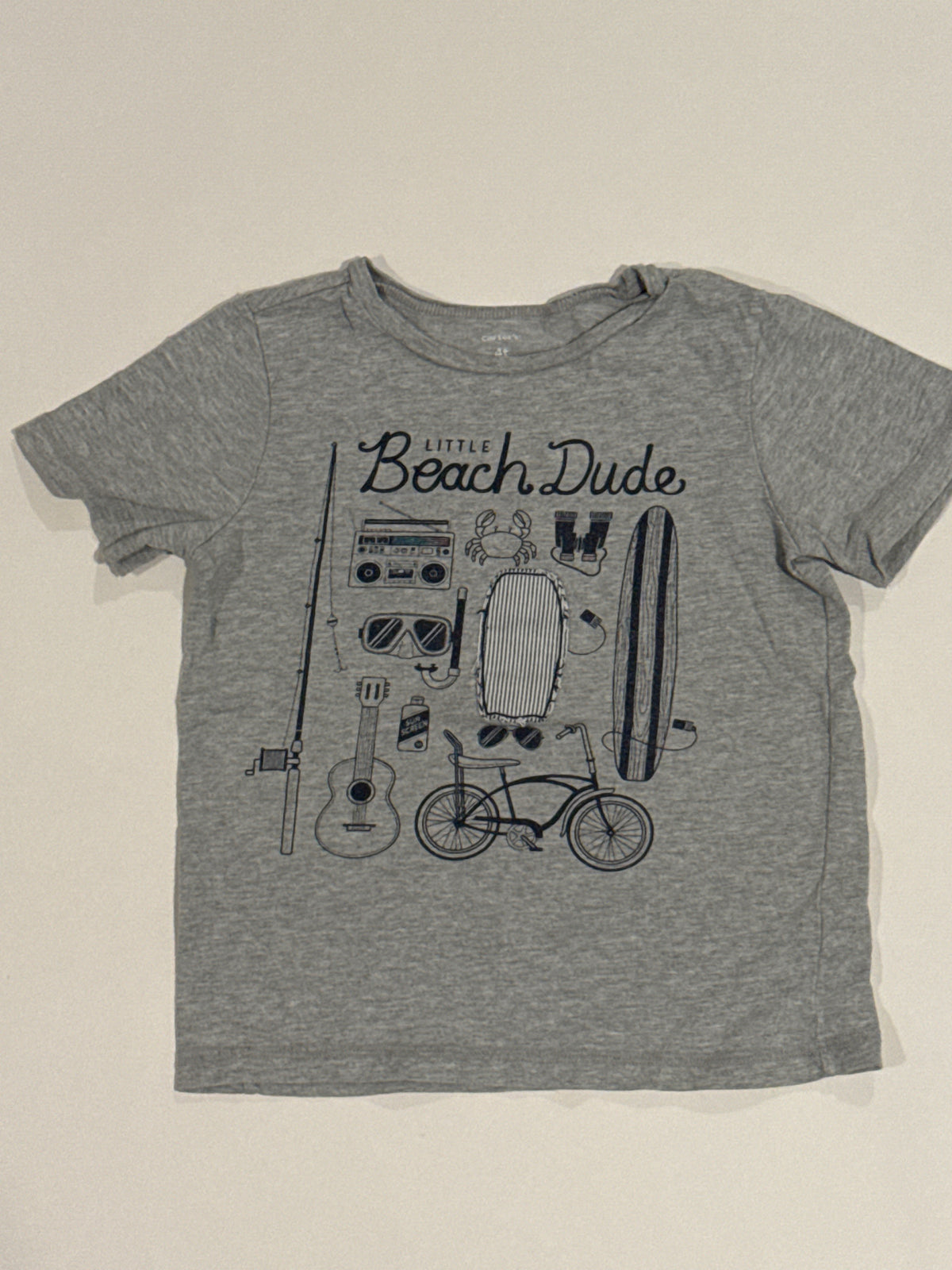 Beach Dude Gray Tee Carter's 4T GUC - size Toddler - 4T