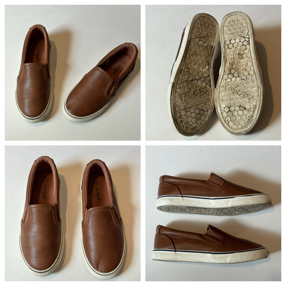 Tan Slip Ons Cat & Jack 13 GUC - size Shoes - Kids 13