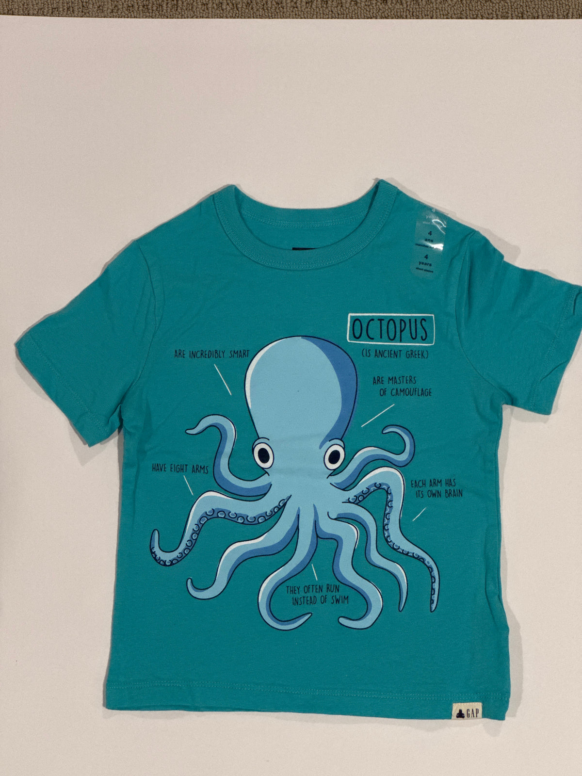 NEW Octopus Teal Shirt Gap - 4T - size Toddler - 4T