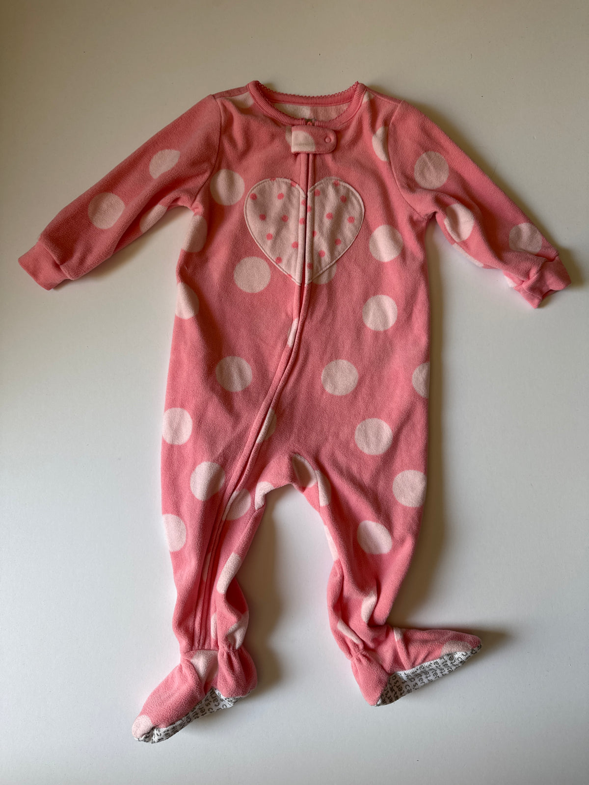 Fleece Zipper Footies PJs Carter's 12 mo VGUC - size Month - 9-12 / 12M
