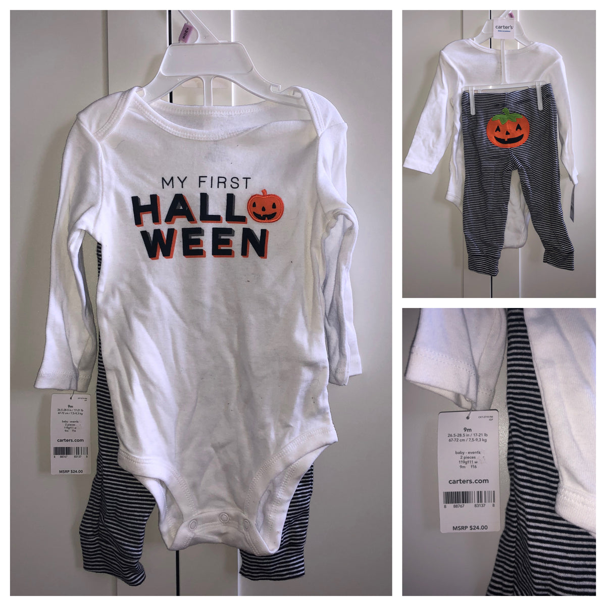 NEW Carter's Halloween Pumpkin Butt outfit - size Month - 6-9 / 9M