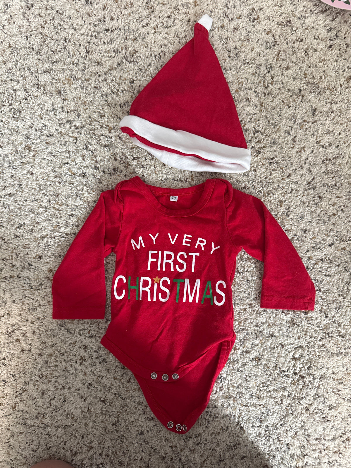 LS Christmas with Hat NWOT - size Month - Newborn