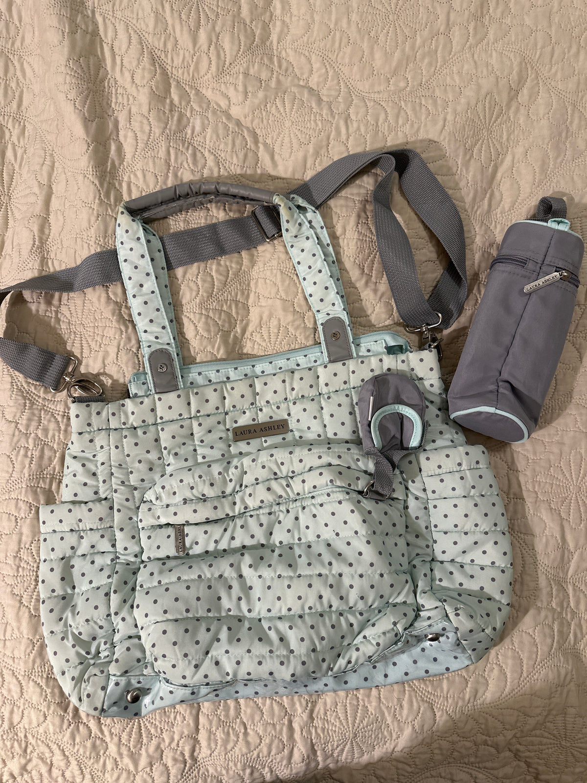 Laura Ashley Diaper bag W/bottle & pacifier bags