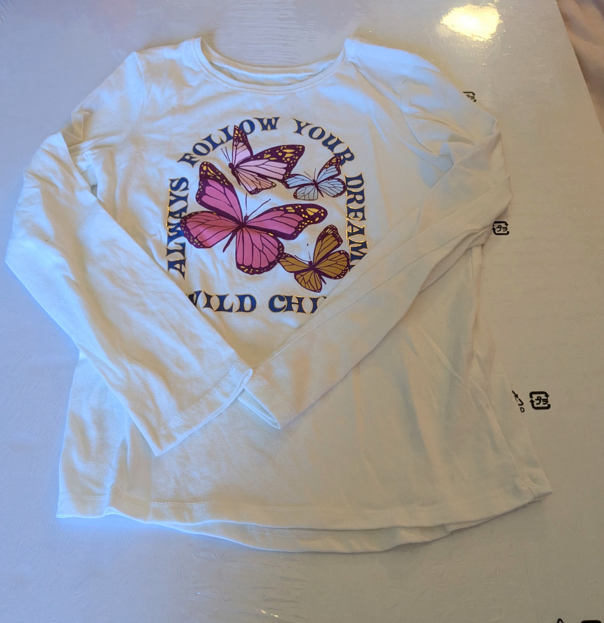 Jumping Beans Butterfly LS shirt - size Youth - 6 (S)