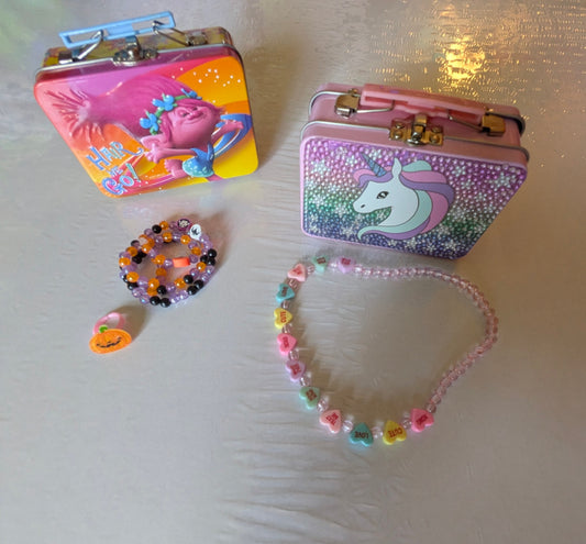 Mini tin boxes necklace/bracelet/rings