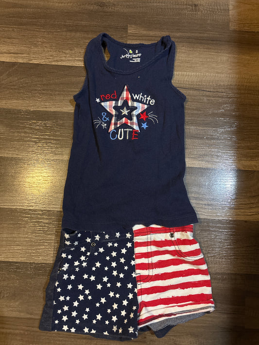 2 piece patriotic outfit Top is 5 but fits like 4 - size Youth - 4 (XS)