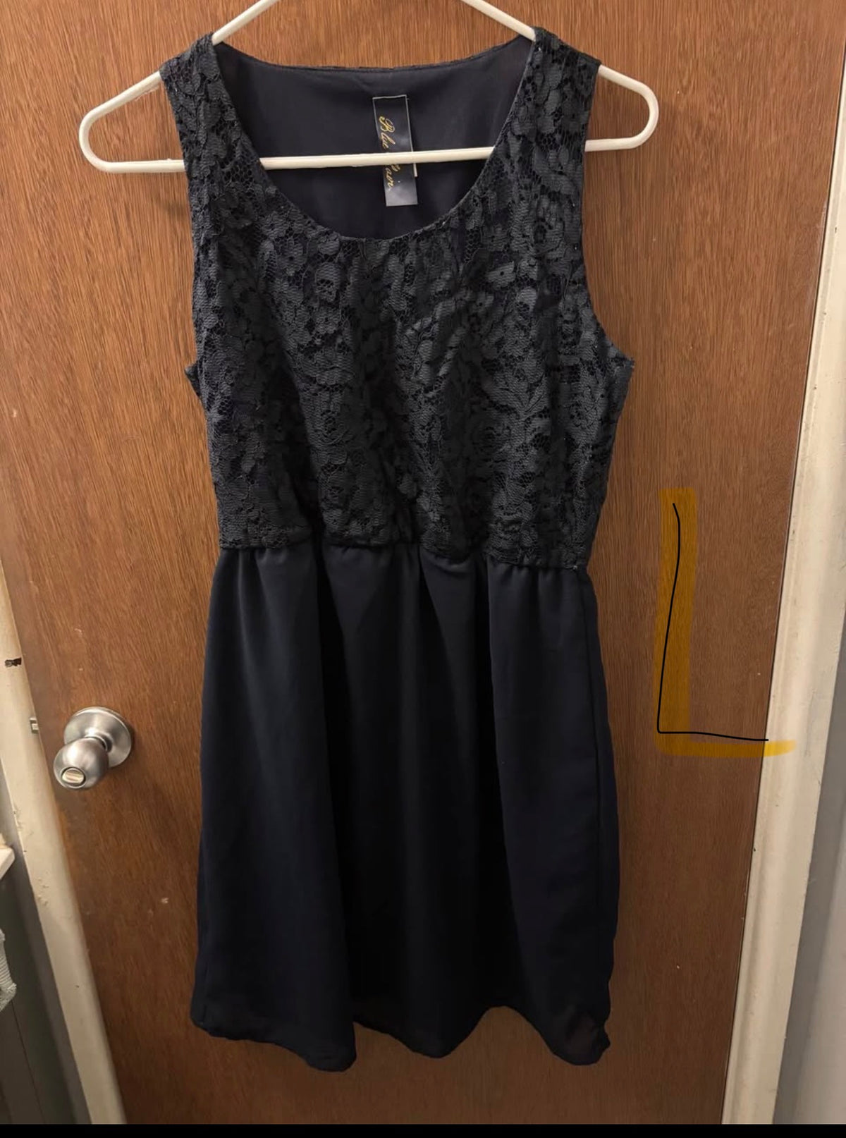 Large navy dress Lace on top