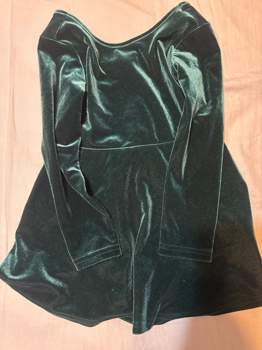 Green velvet dress EUC worn once - size Toddler - 2T