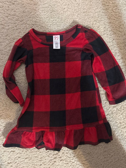 Xmas plaid nightgown. Fleece - size Month - 18-24 / 24M