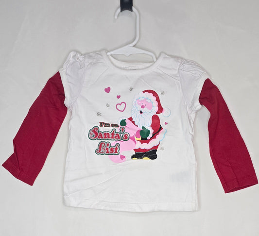 EUC l/s layered look tee I'm on Santa's List - size Month - 18-24 / 24M