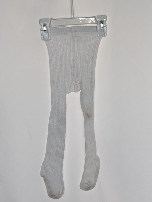 GUC thick white cable tights, sized 2-4,