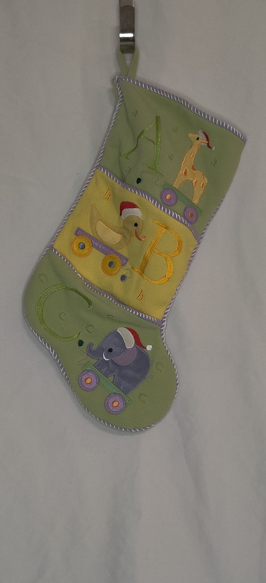 EUC Christmas stocking baby themed, 3 pockets