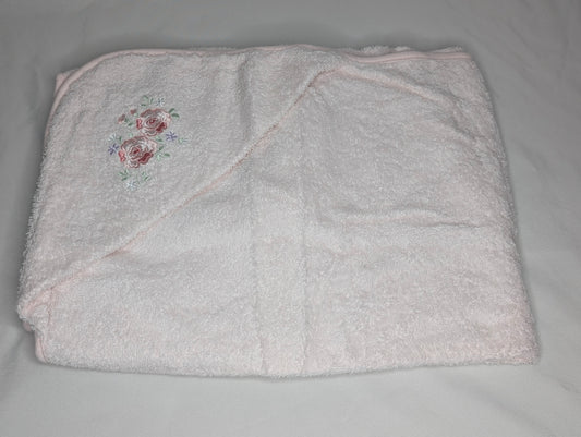 VGUC hooded bath towel, light pink terrycloth w/