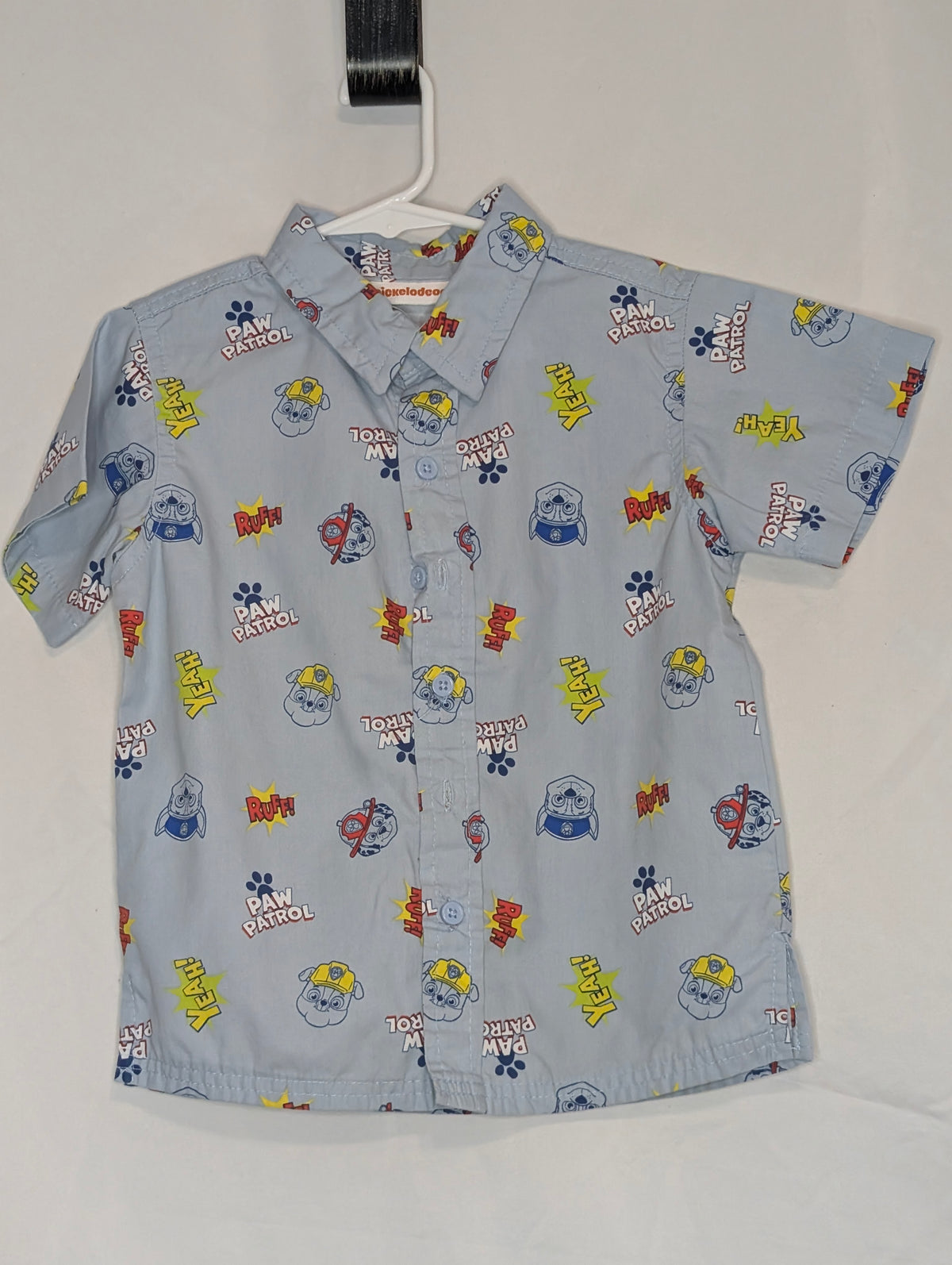 EUC Paw Patrol s/s shirt button down, light blue, - size Youth - 5 (XS)