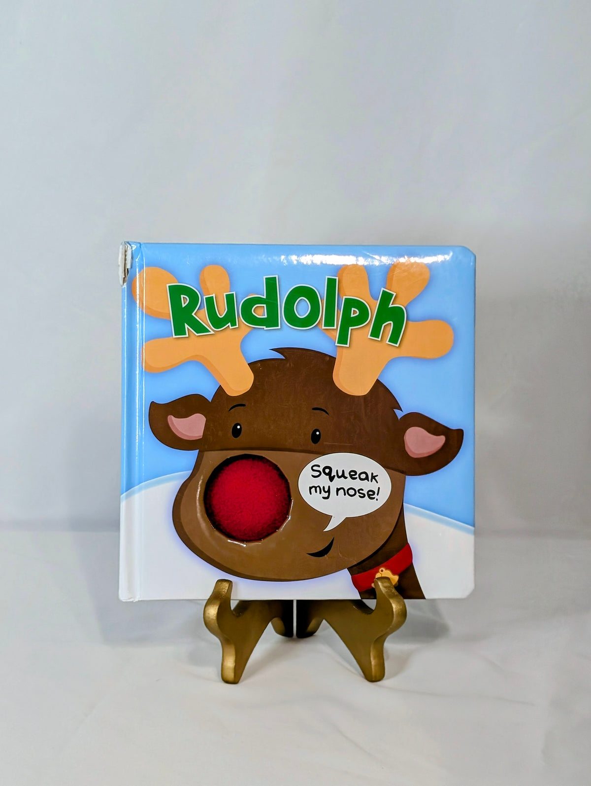 GUC Rudolph board book, squeaky nose, broken