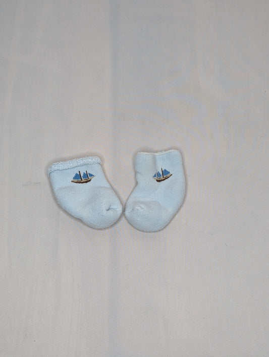 newborn pirate ship sock light blue, - size Month - Newborn