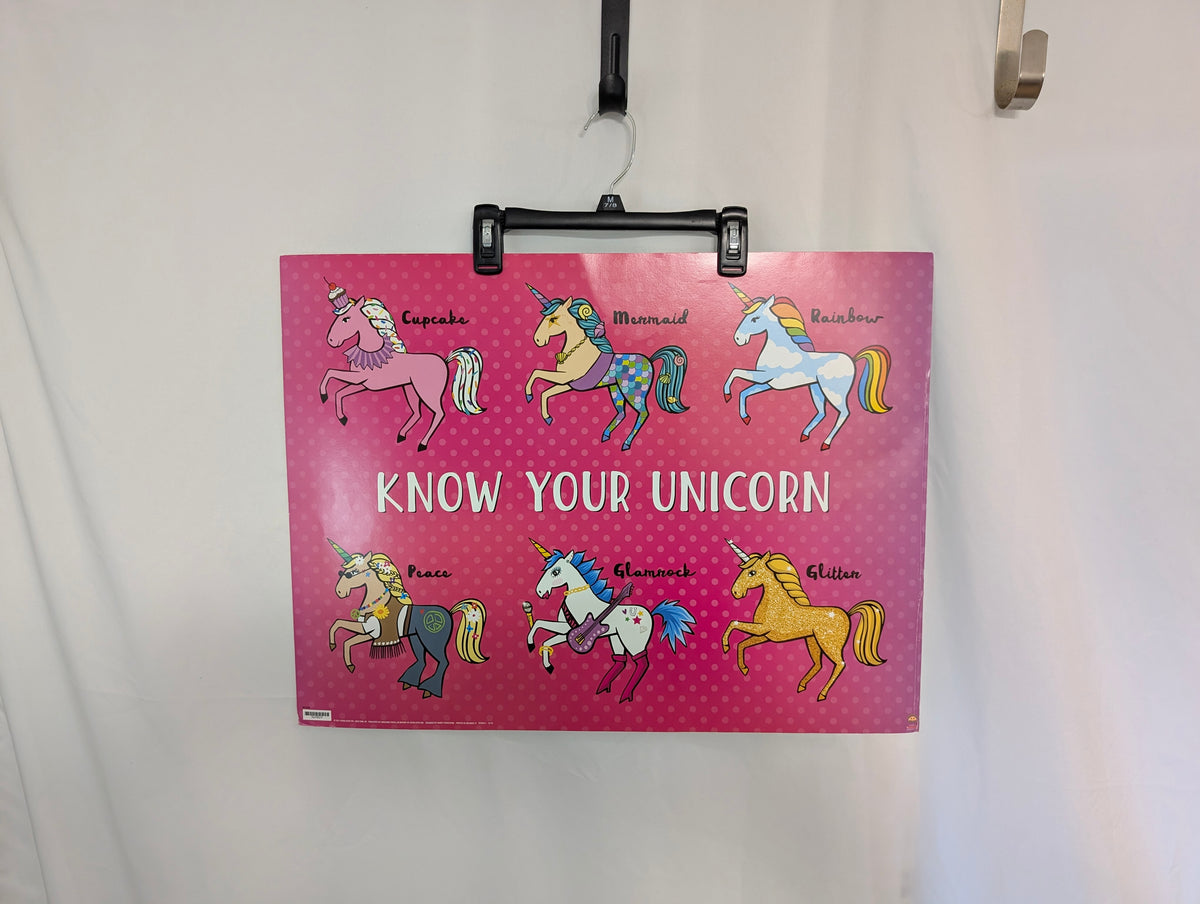 VGUC pink Unicorn poster 24x18, far right edge