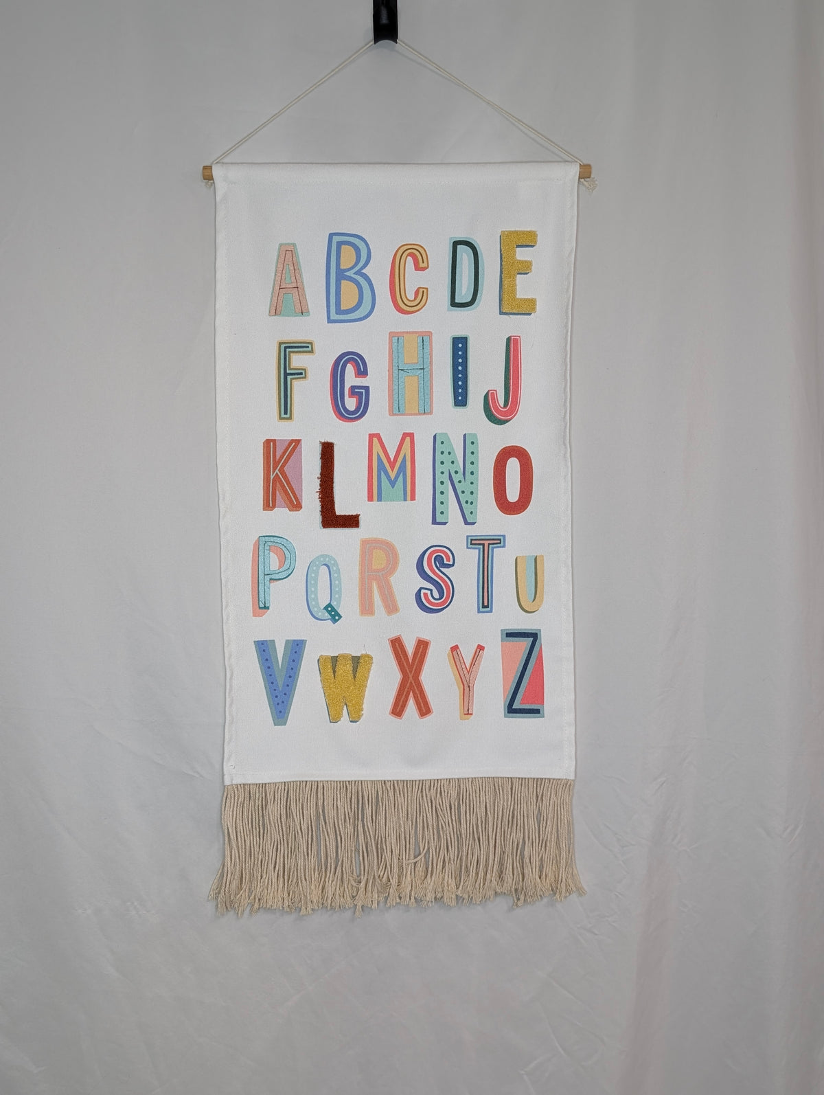 LikeNEW Alphabet wall tapestry, canvas w/ 3D