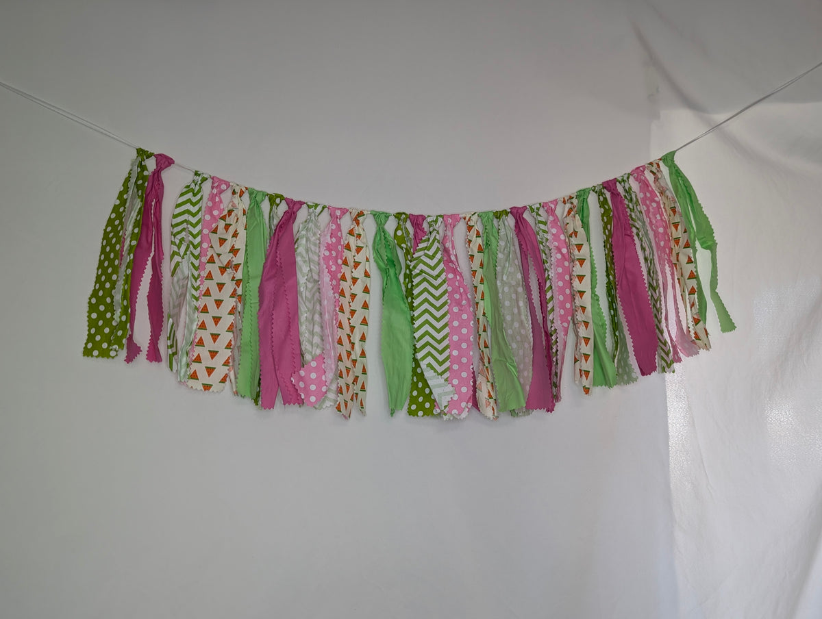 EUC fabric garland, pink and green & watermelon