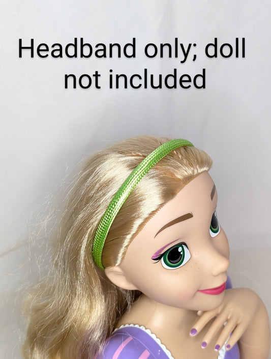 EUC headband, bright green metallic woven w/