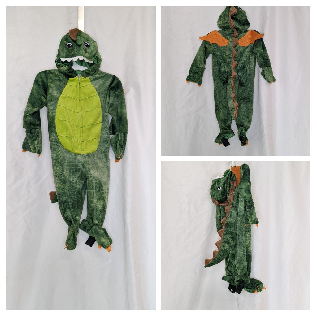 EUC Dragon costume, zips up, attached hood, tail, - size Month - 6-12