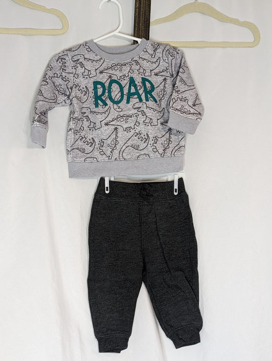 EUC JumpBean 2pc, dark grey sweatpants, light - size Month - 9-12 / 12M