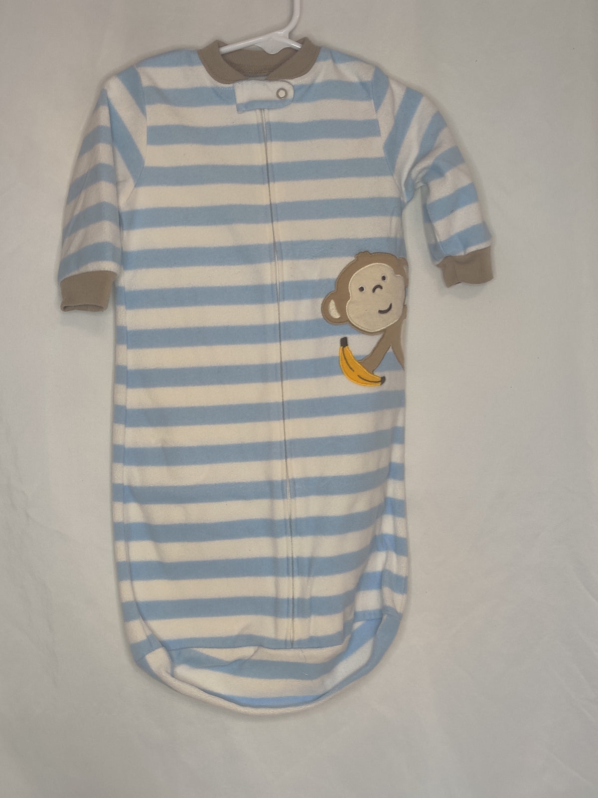 EUC Carter fleece sleep sack, monkey on blue/ - size Month - 0-12