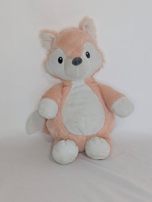 EUC plush fox w/rattle peach & white, super