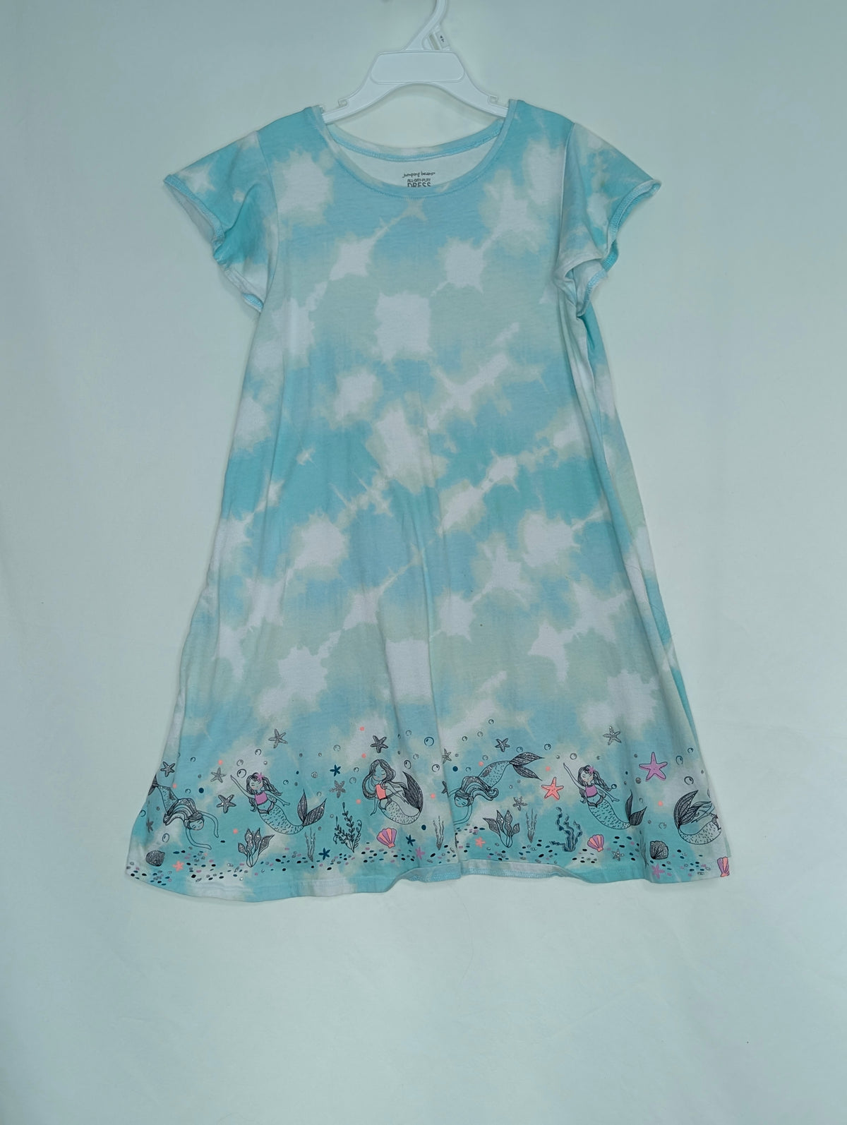 GUC JumpBean s/s cotton dress, aqua tiedye w/ - size Youth - 10 (L)