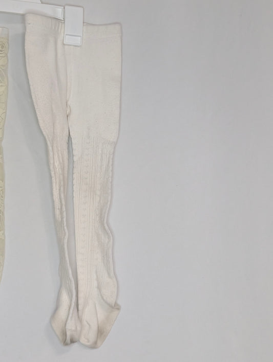 VGUC Carter white thick cotton tights, heart- - size Toddler - 2T