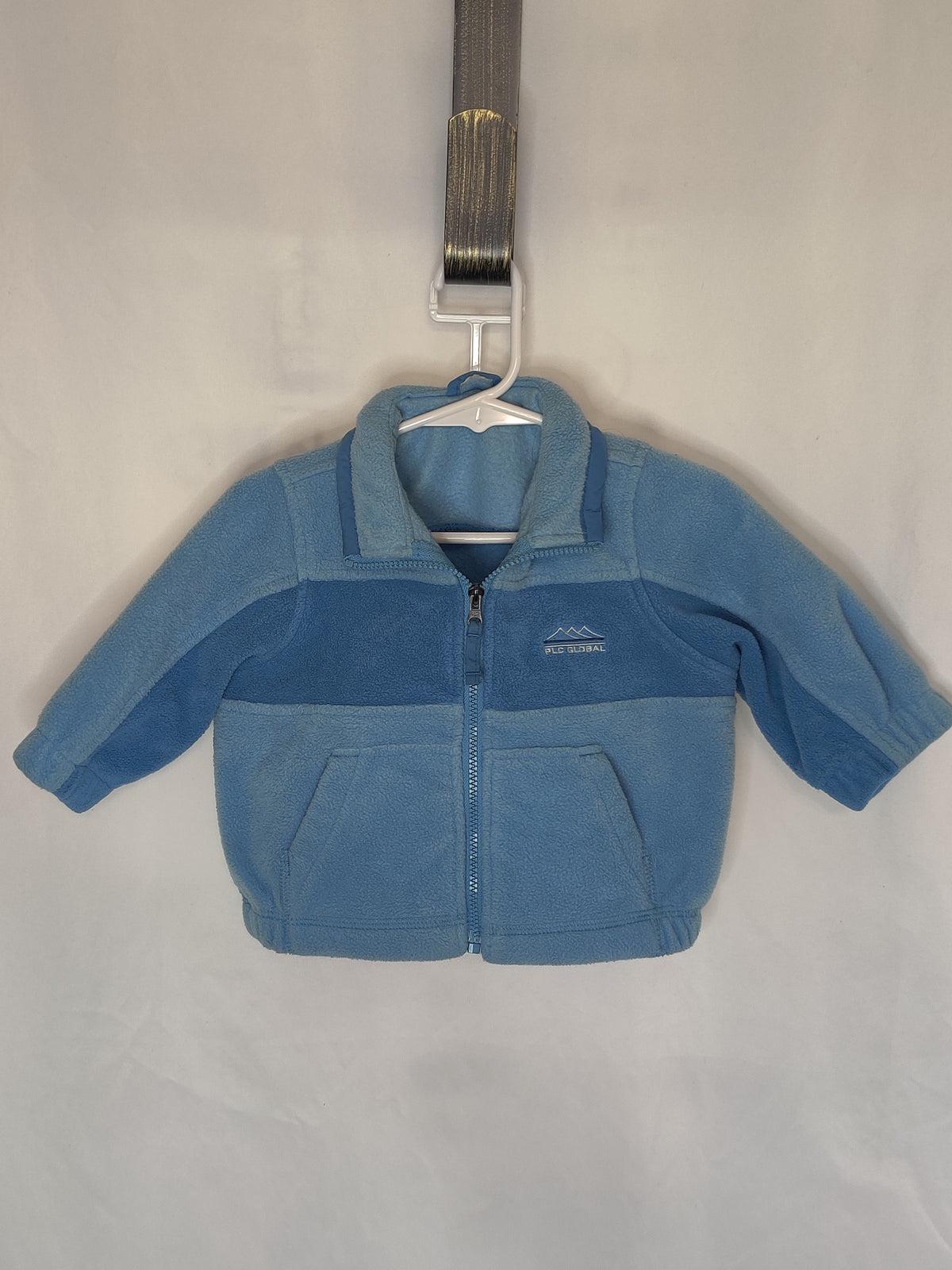 VGUC fleece full zip jacket, light blue - size Month - 9-12 / 12M