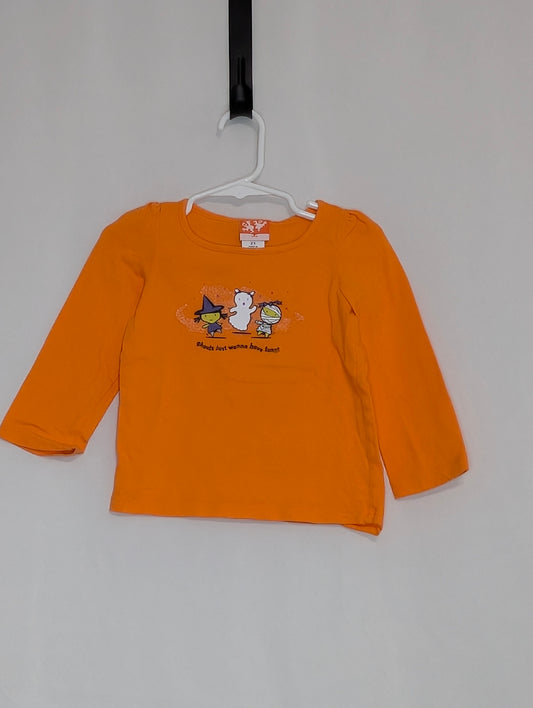 EUC l/s orange halloween tee, witch, ghost, mummy - size Toddler - 2T