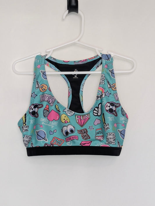 EUC aqua sportsbra, racerback, 21 underbust - size Youth - 8 (M)