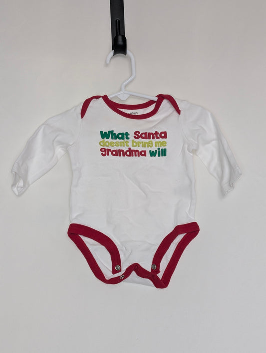 EUC Carter Christmas onesie, white w/red trim - size Month - 3-6 / 6M