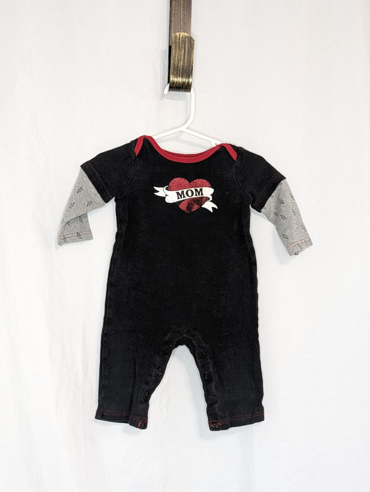 PLAY Circo l/s romper, black w/ red trim, mom - size Month - 6-9 / 9M