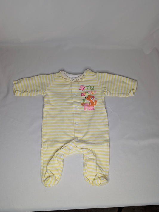 VGUC sleeper, yellow/ white stripes, snap up, - size Month - Newborn