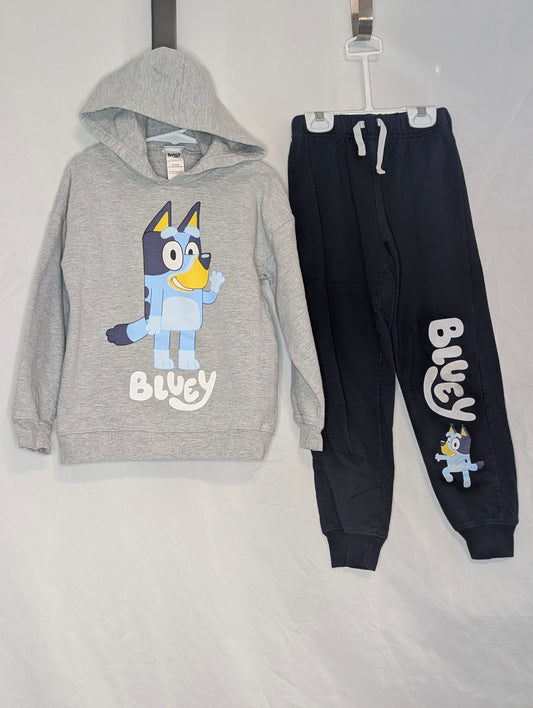 VGC 2 pc Bluey sweat set grey fleece hoodie & - size Youth - 6 (S)